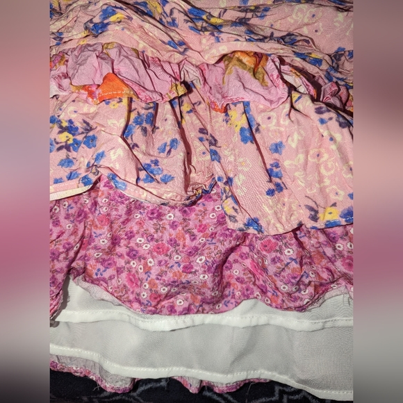 Pink Ripple Floral Ruffled Dress M - Picture 5 of 10